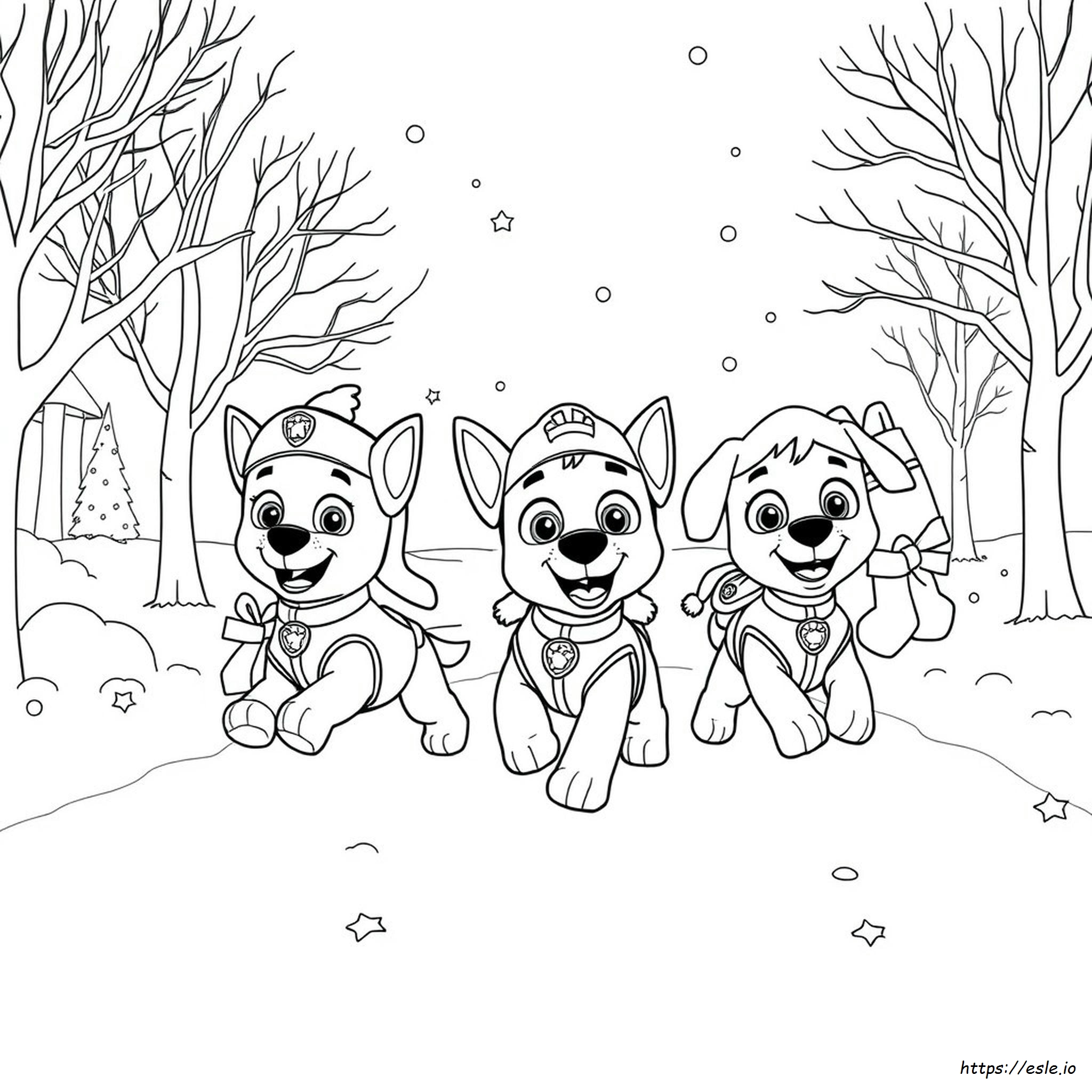 Chase Paw Patrol Christmas Coloring Page
