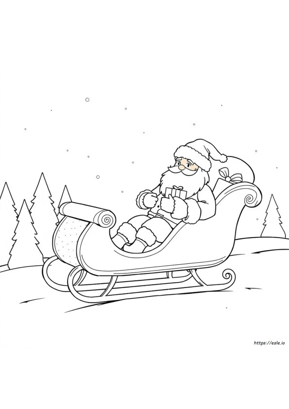 Santa And Sleigh Colouring