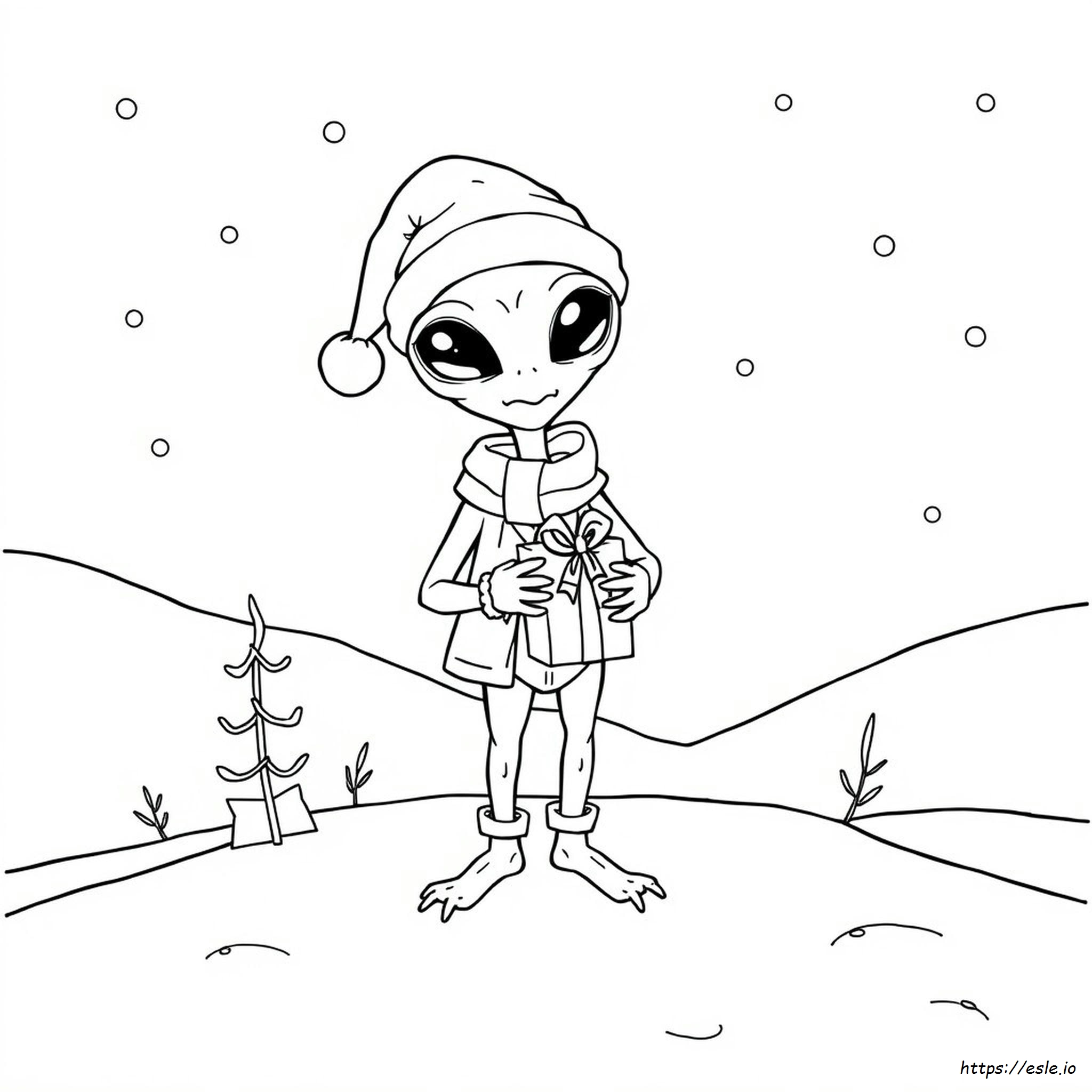 Christmas Alien Coloring Page - Free Printable