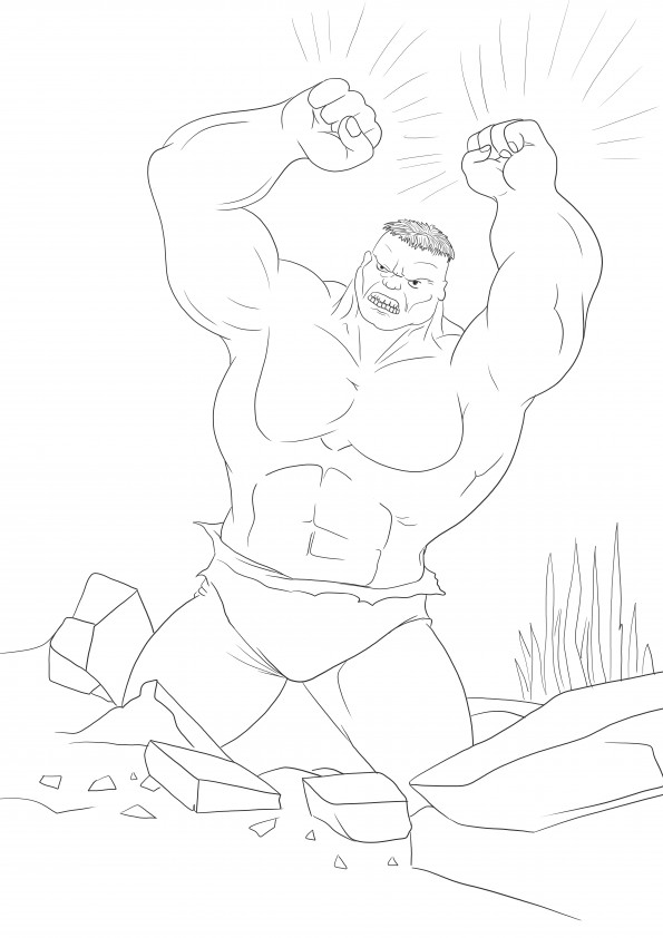 Poderoso Hulk listo para destruir imagen gratis para guardar o imprimir