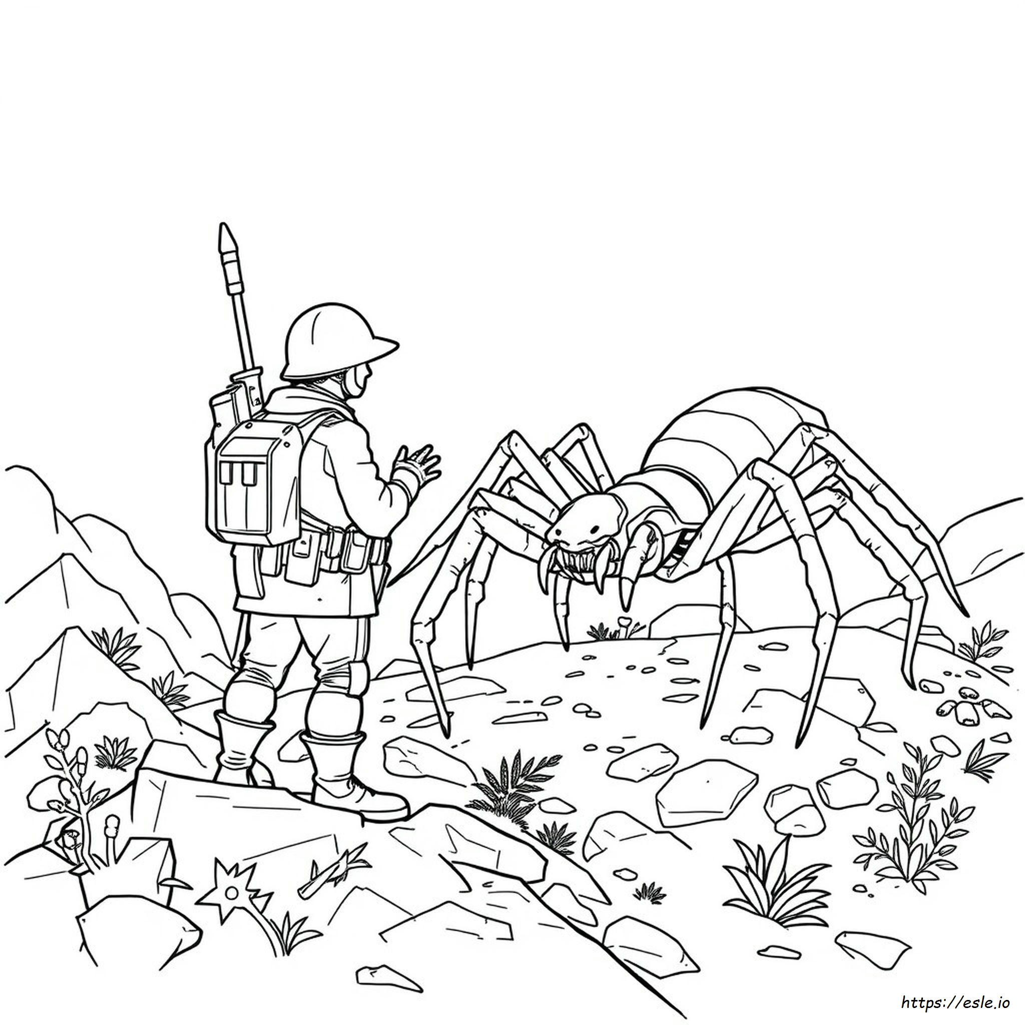 Prajurit Dan Laba-Laba Gambar Mewarnai
