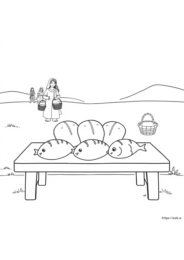Five Loaves And Two Fishes Coloring Page