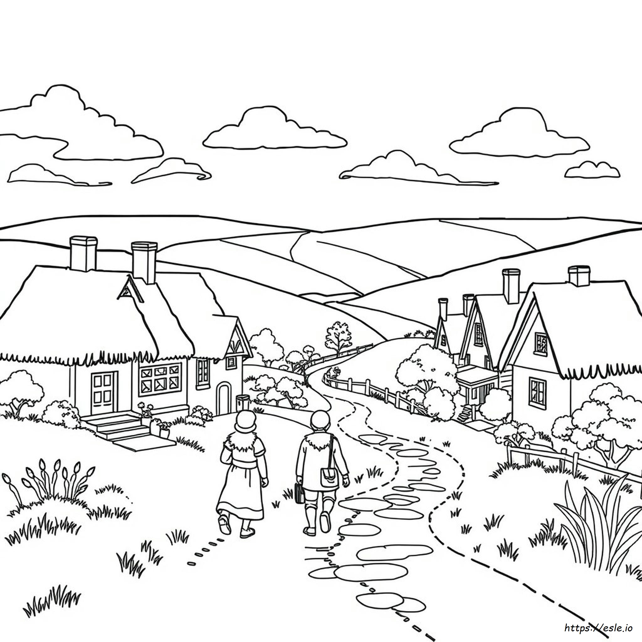 Landscape Village Coloring Pages