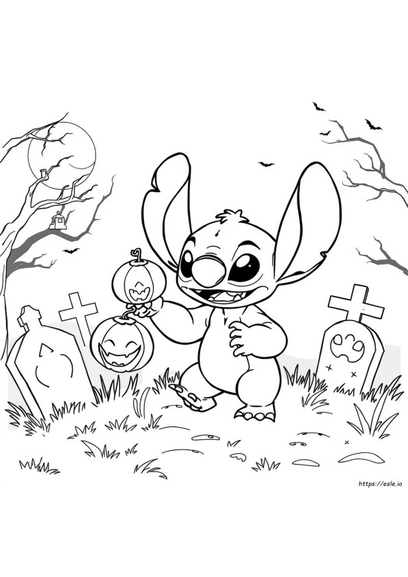 ハロウィン スティッチ ぬりえ
