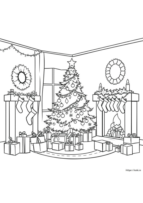 Christmas Room Coloring Pages