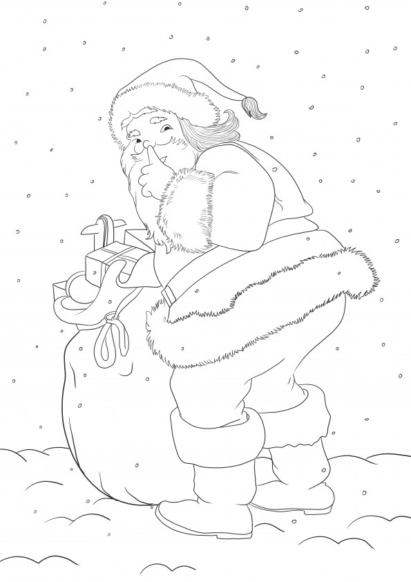 Funny Christmas Santa picture to print and color for free