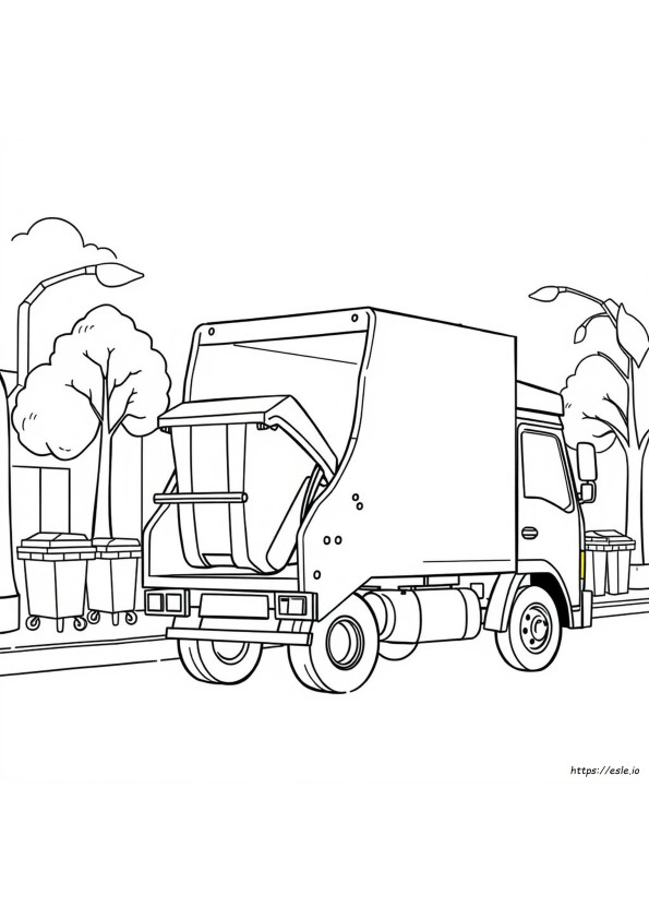 Kleurende Vuilniswagen Tekening