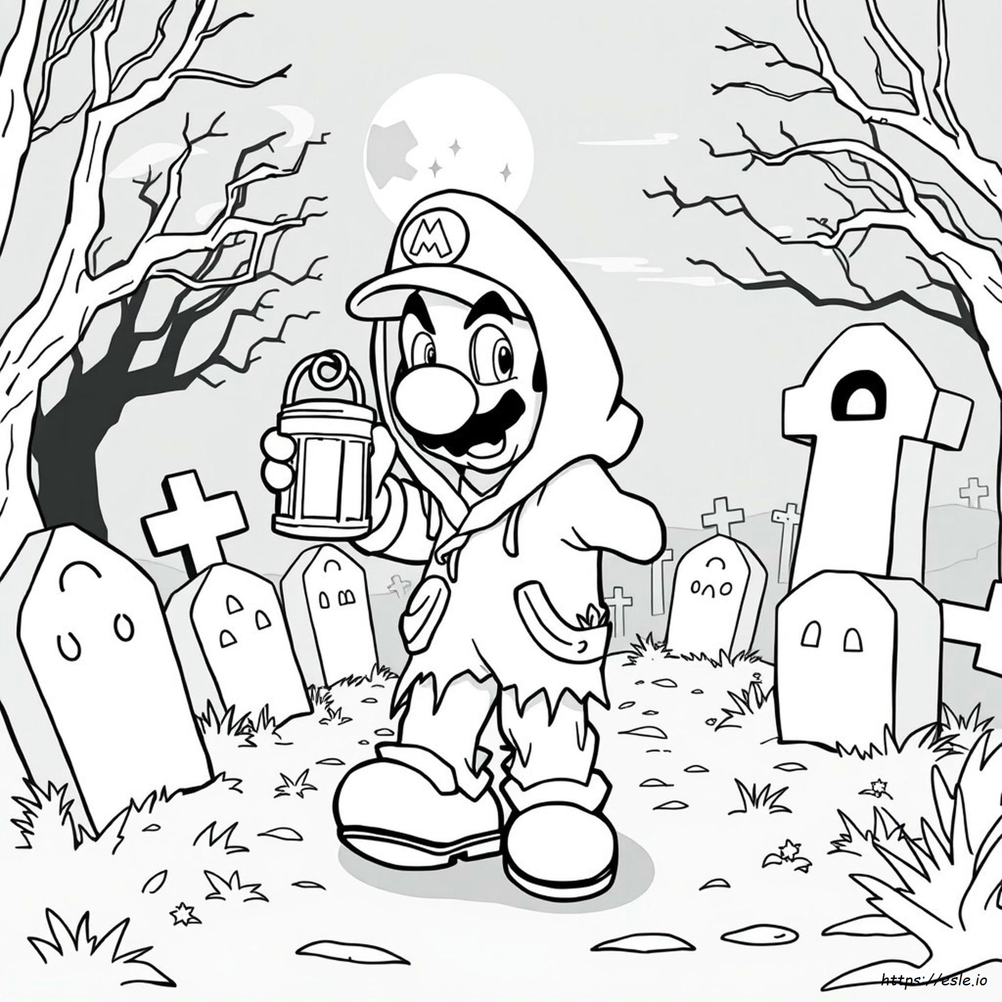 Gambar Mewarnai Mario Zombi
