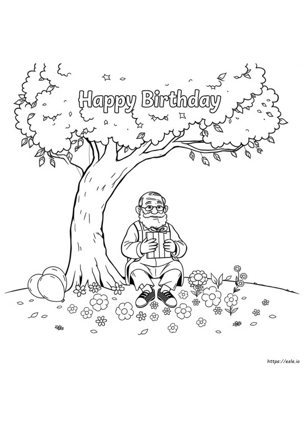 Happy Birthday Grandpa Coloring Page Printable