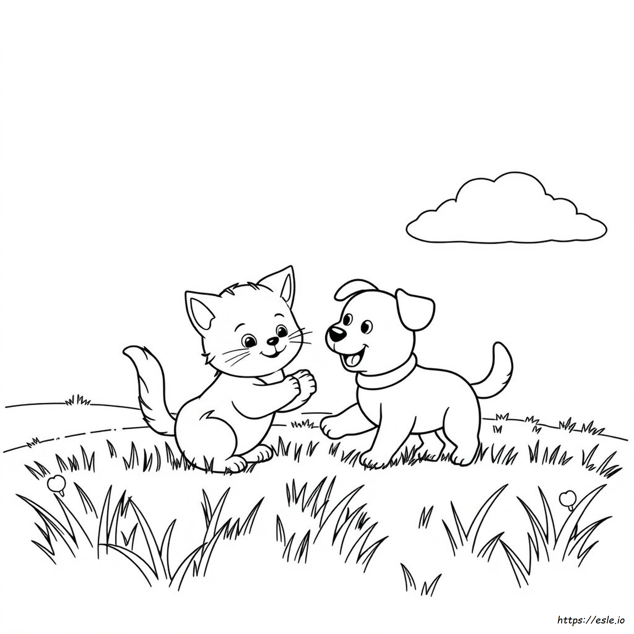 Cute Cat And Dog Coloring Pages