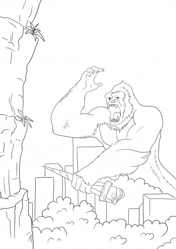 Coloriage King Kong contre Godzilla gratuit à imprimer ou à télécharger
