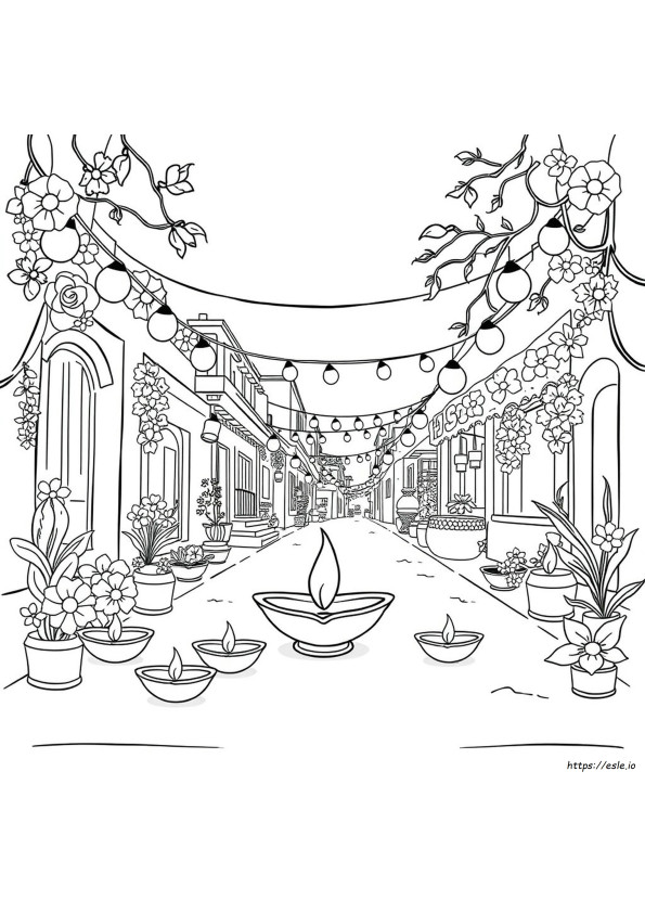 Happy Deepavali Colouring Pages