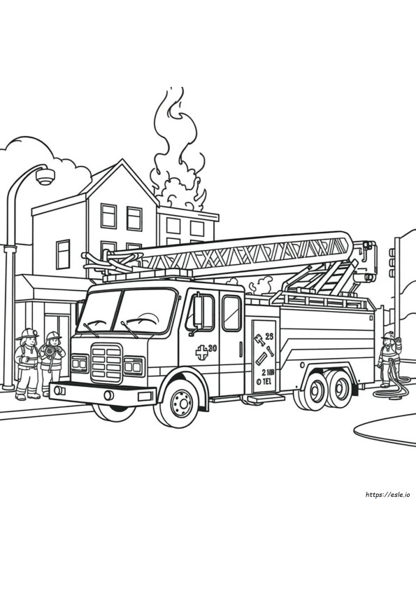 Camion Dei Pompieri Con Autoscala Da Colorare