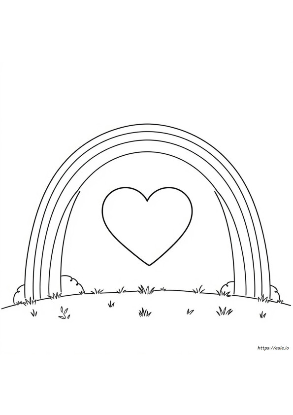 Rainbow Love Heart Colouring Pages
