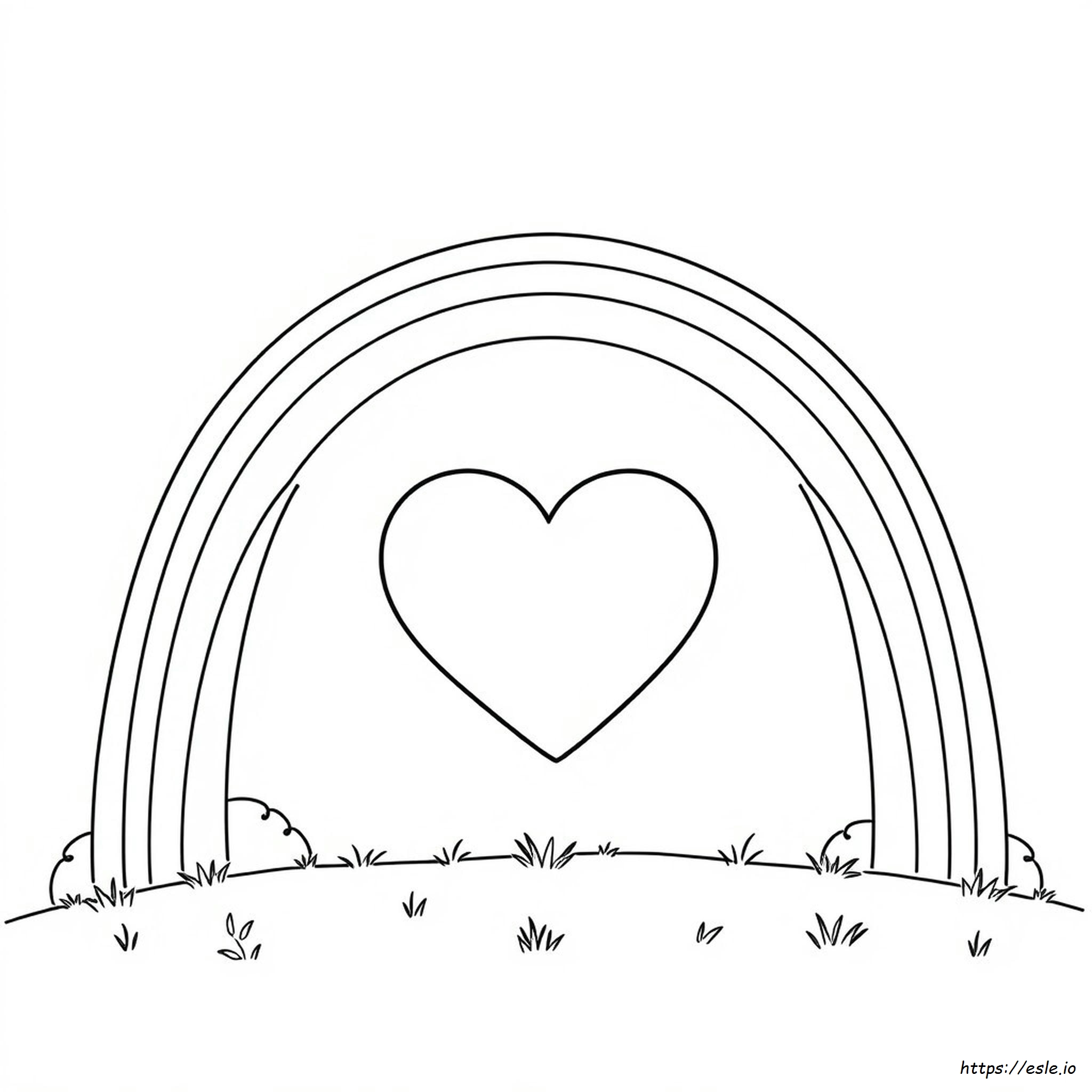 Rainbow Love Heart Colouring Pages