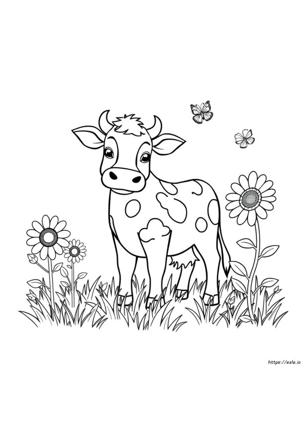 Easy Cute Cow Coloring Pages