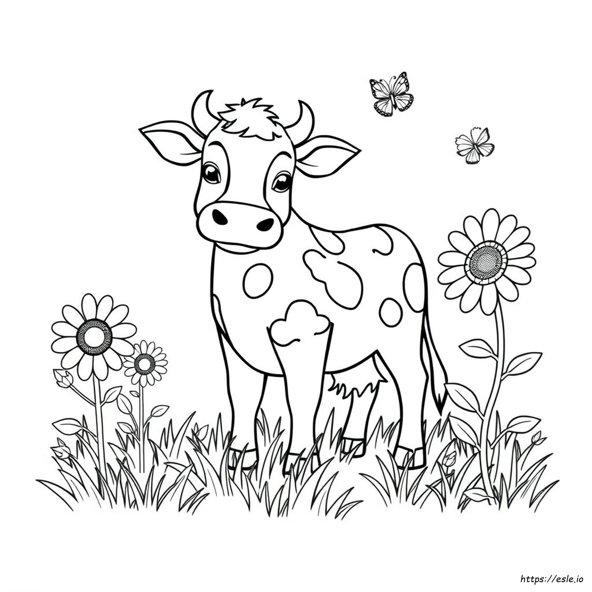 Easy Cute Cow Coloring Pages