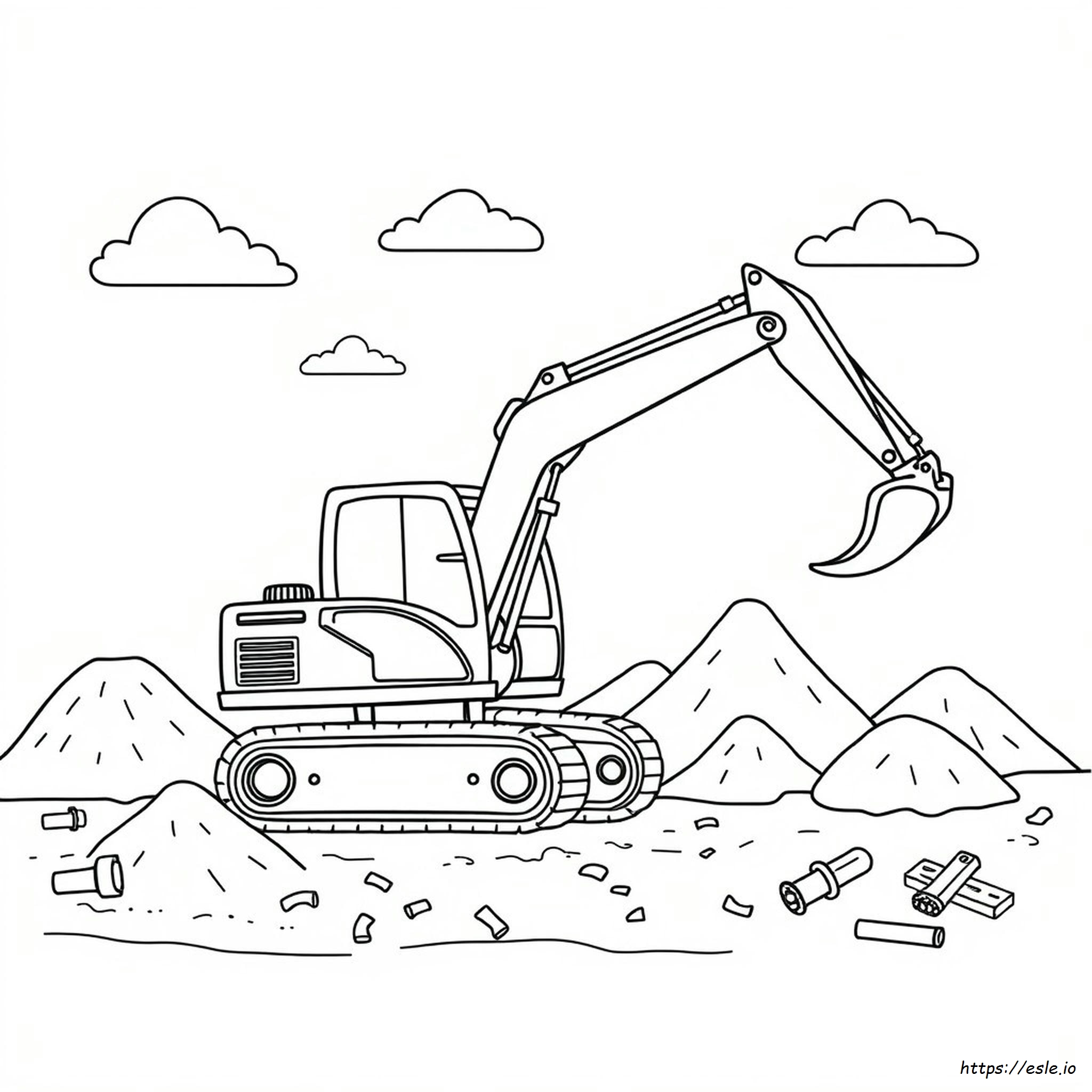 Excavator Coloring Page Easy