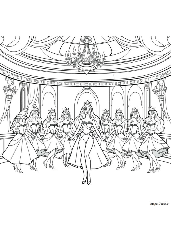 Barbie In The 12 Dancing Princesses Coloring Pages