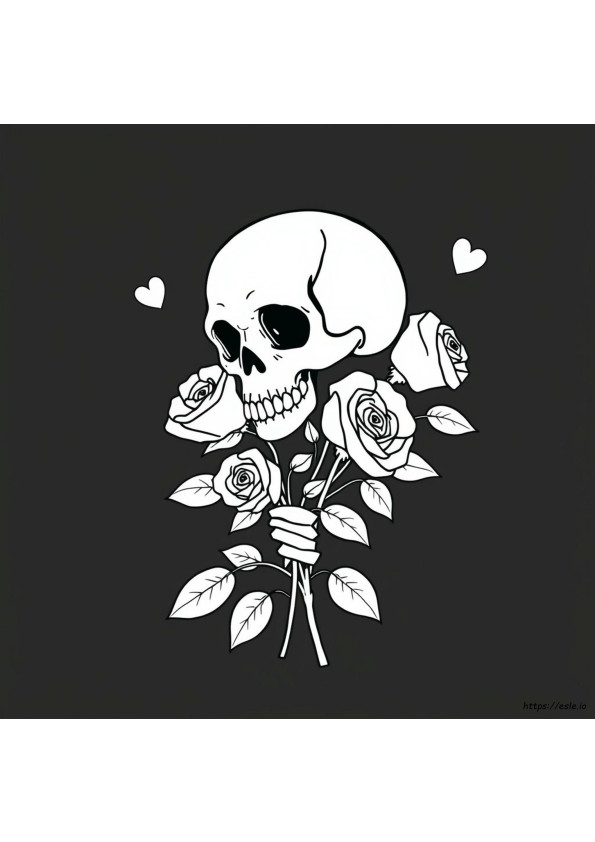 Love Skulls And Roses Coloring Pages