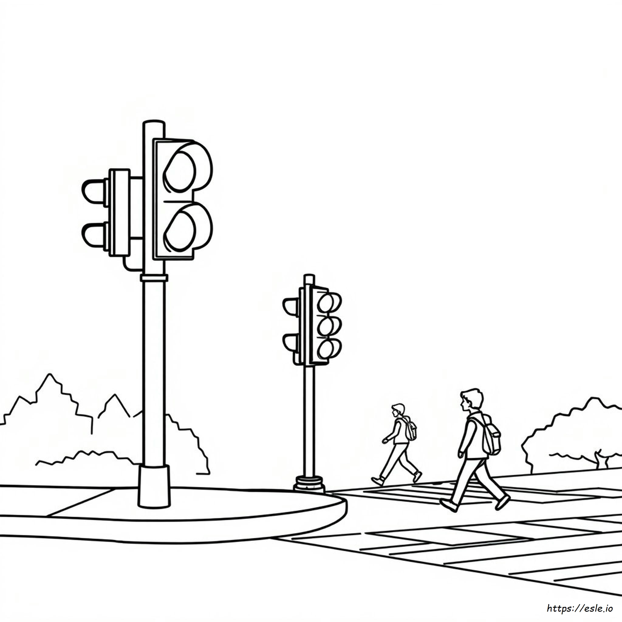 Road Safety Preschool Traffic Light Coloring Page
