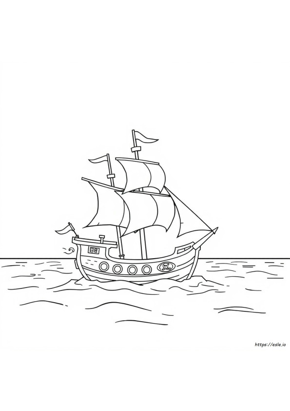 Navio Pirata Para Colorir
