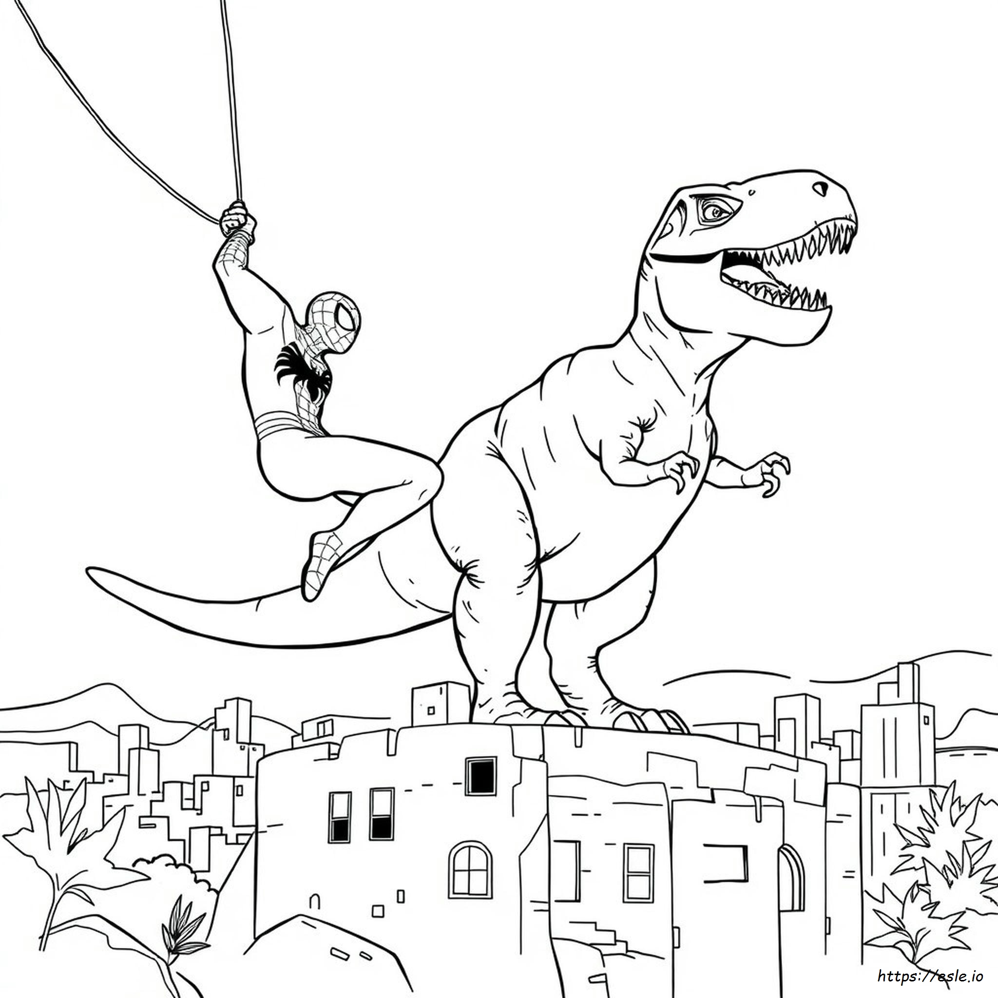 Spiderman T Rex Coloring Page