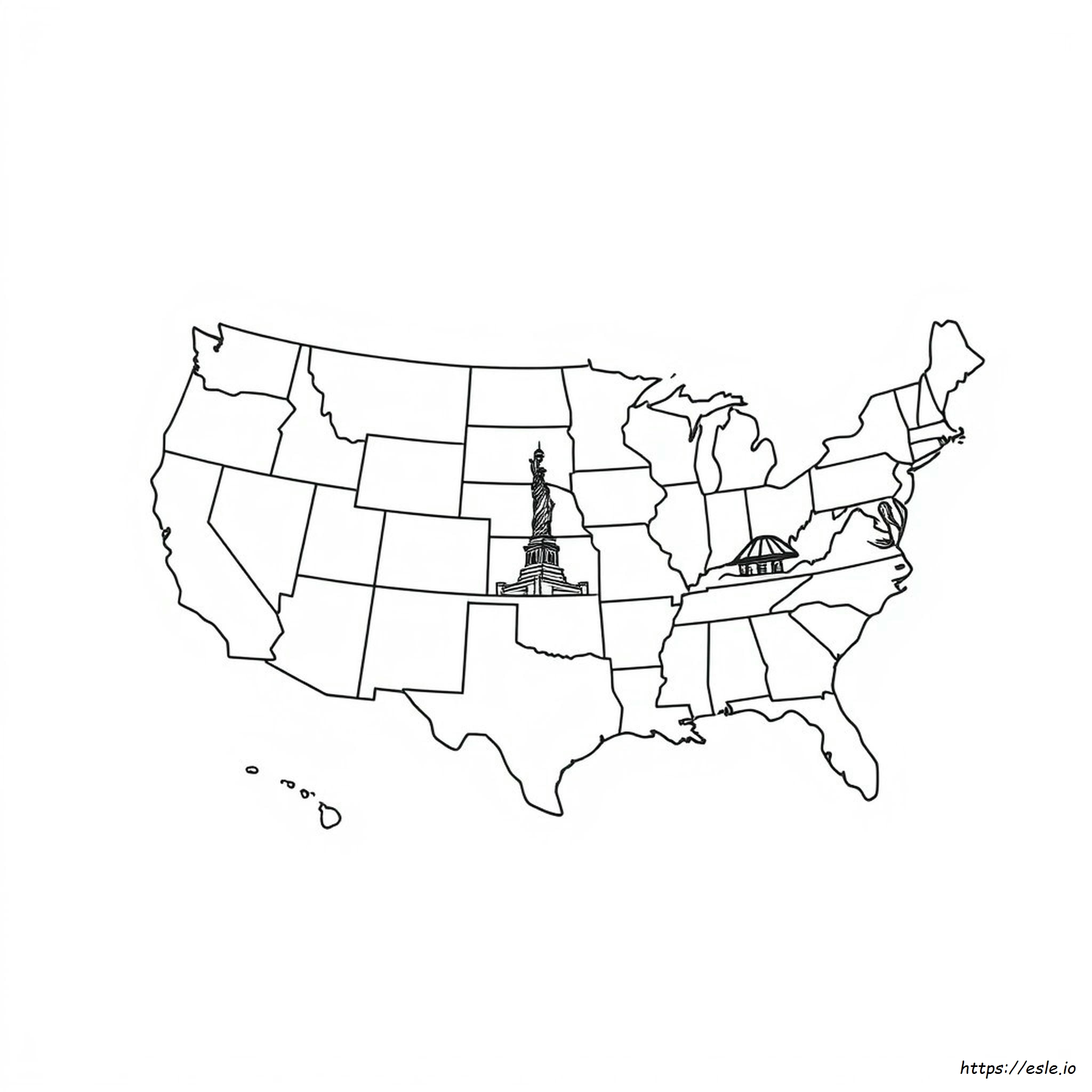 America Map Coloring Page