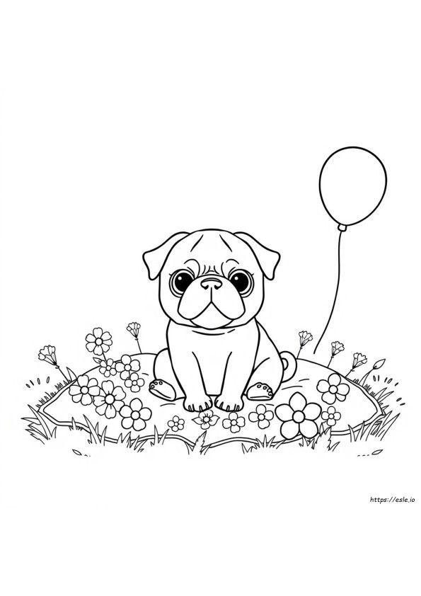 Kawaii Pug Coloring Pages