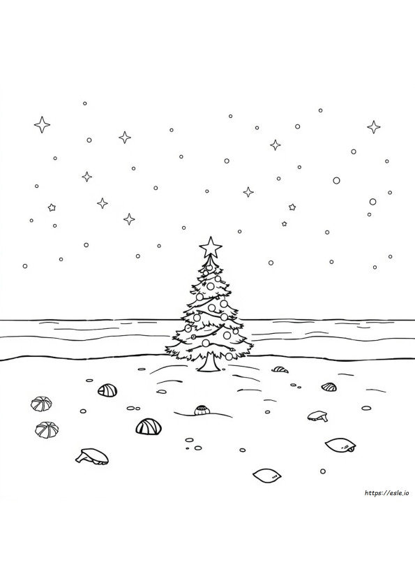 Beach Christmas Coloring Page
