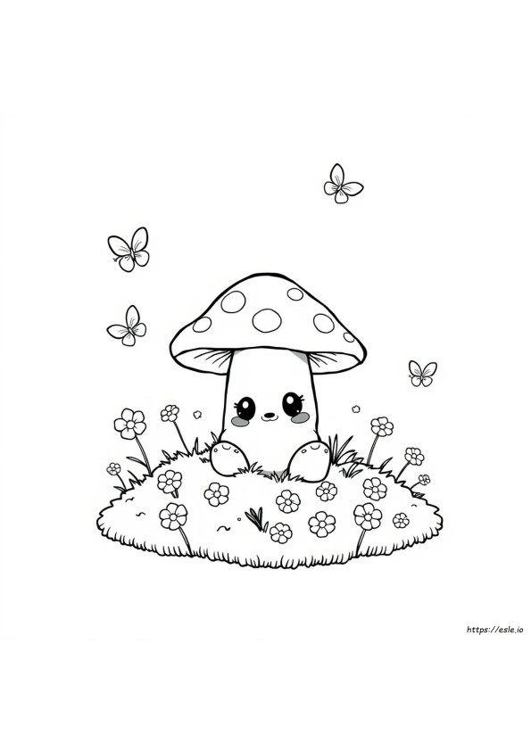 Sevimli Kawaii Mantar Boyama Sayfaları