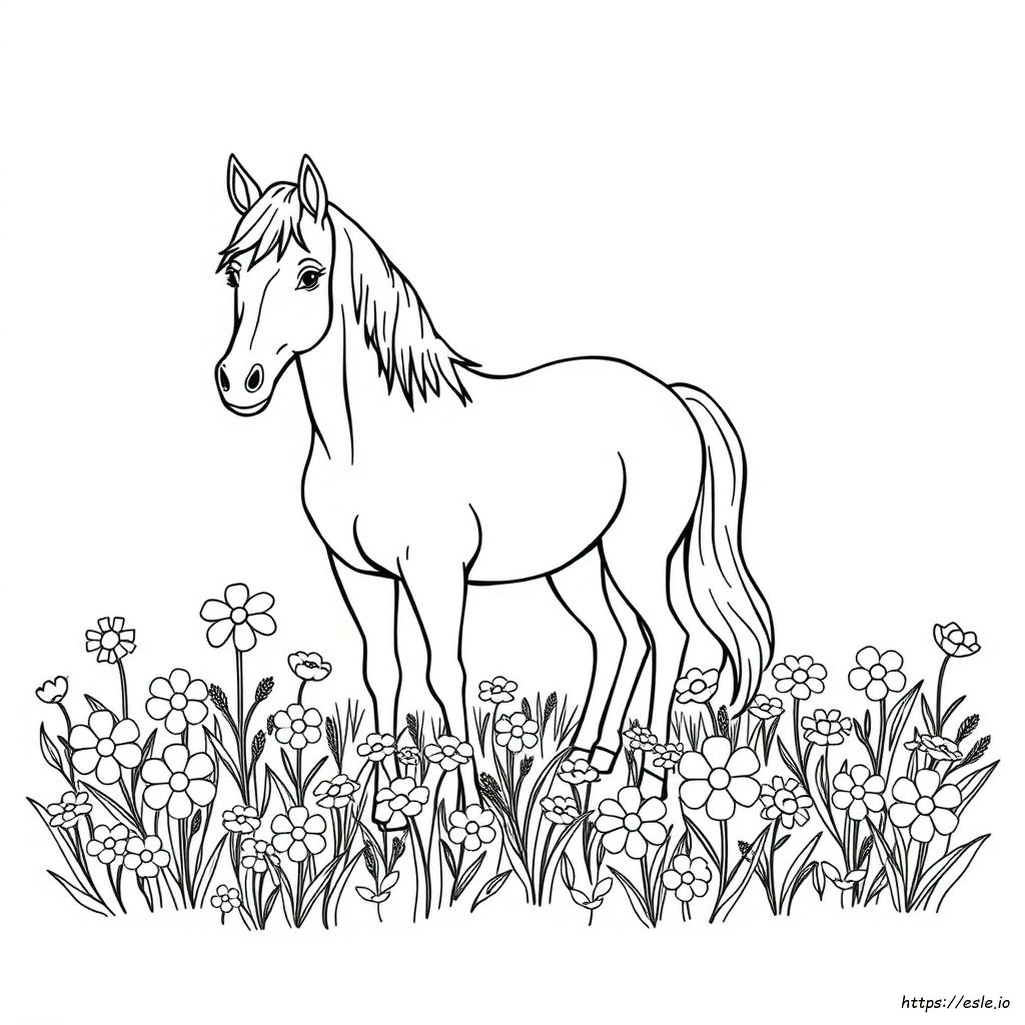 Horse With Flowers Coloring Page