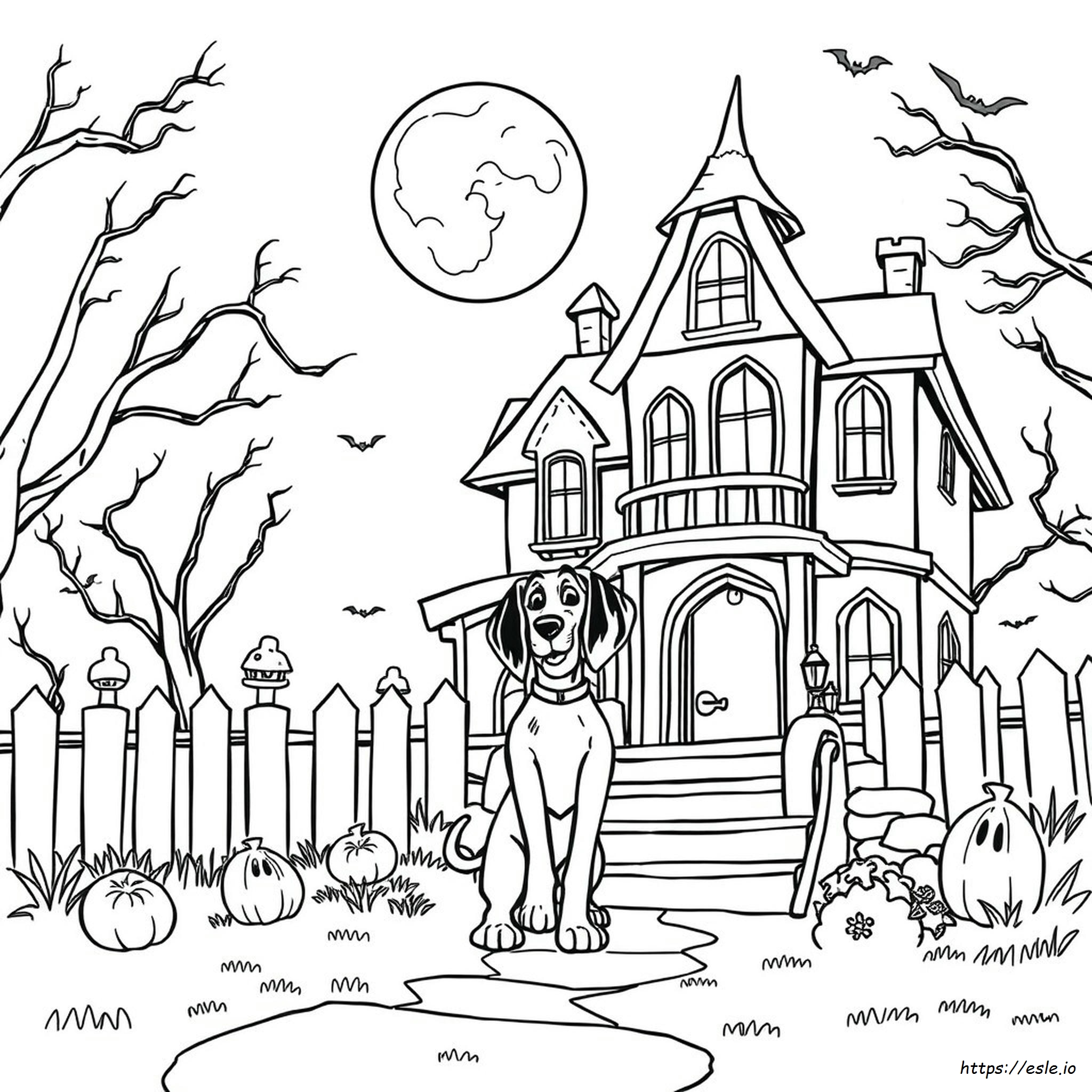 Halloween Hund Ausmalbild zum Ausdrucken