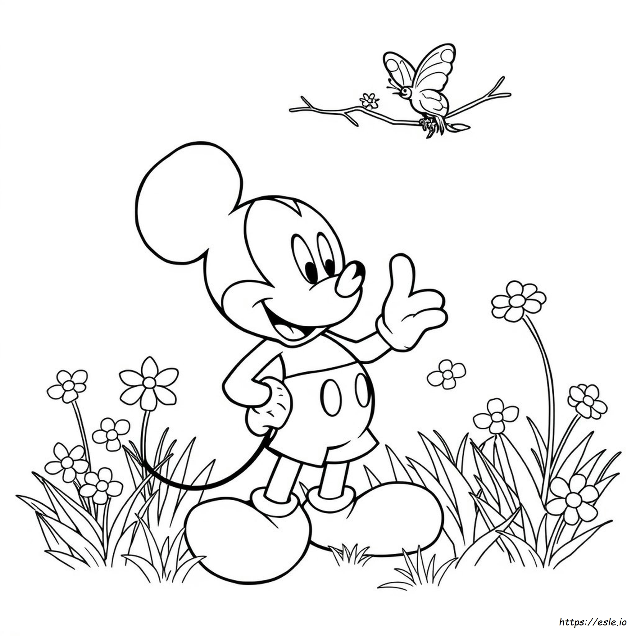 Mickey Mouse Na Primavera Para Colorir
