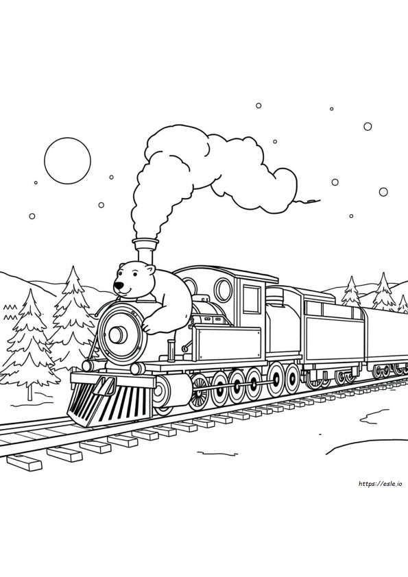 Lokomotif Uap Polar Express Halaman Mewarnai