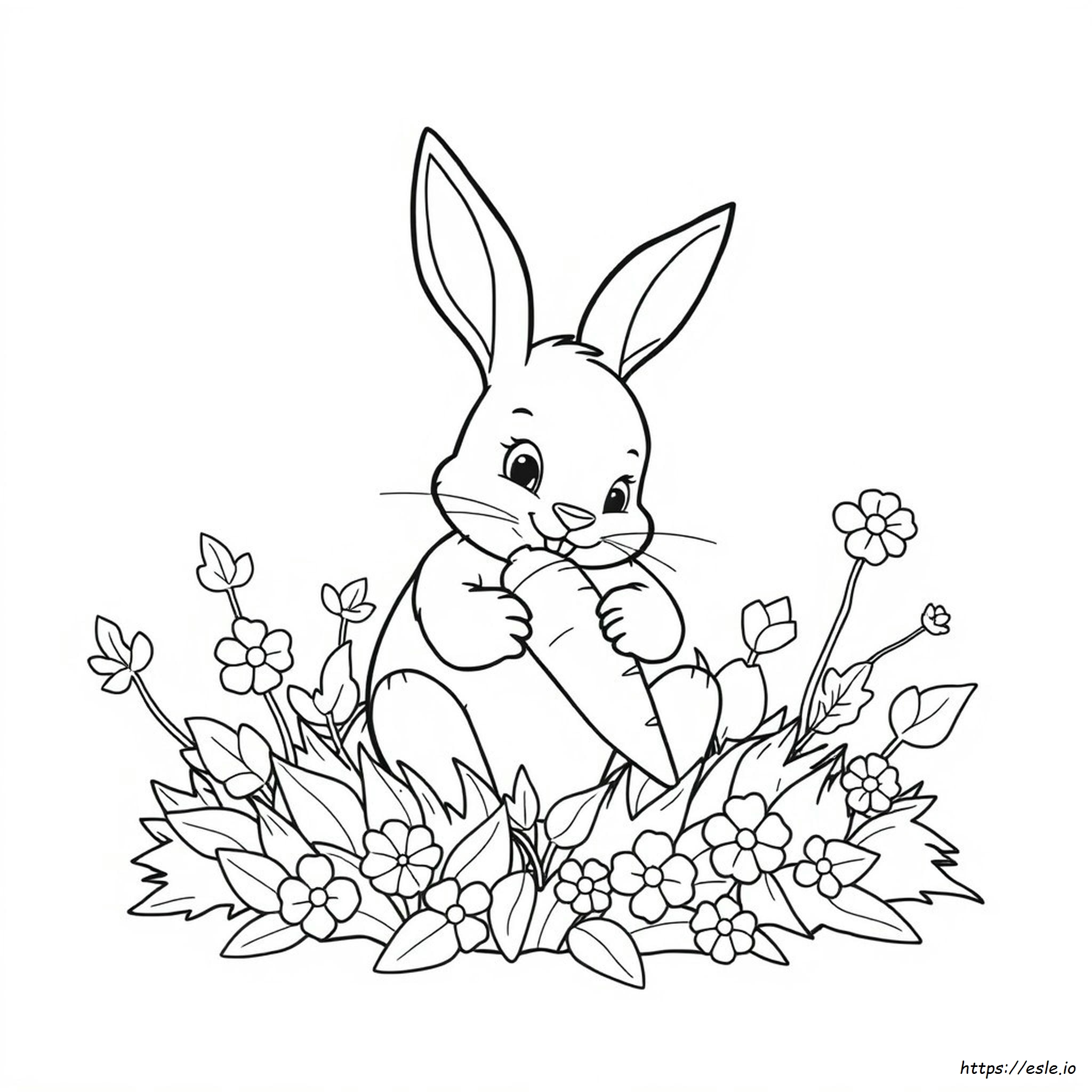 Rabbit Eating Carrot Coloring Pages