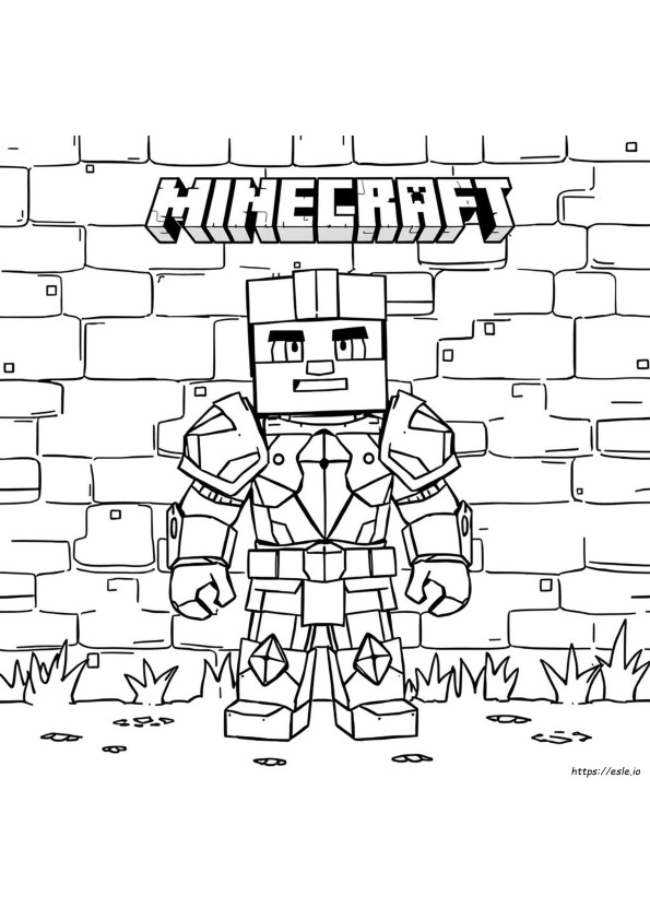 Steve Din Minecraft Cu Armură De Colorat