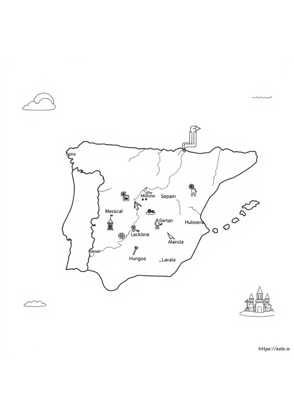 Coloriage Carte D'espagne