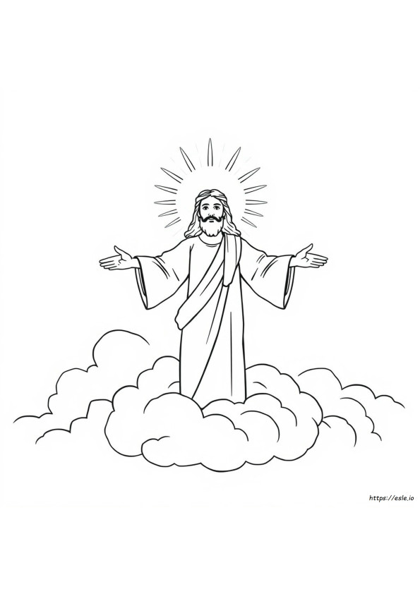 Jesus In The Clouds Coloring Page