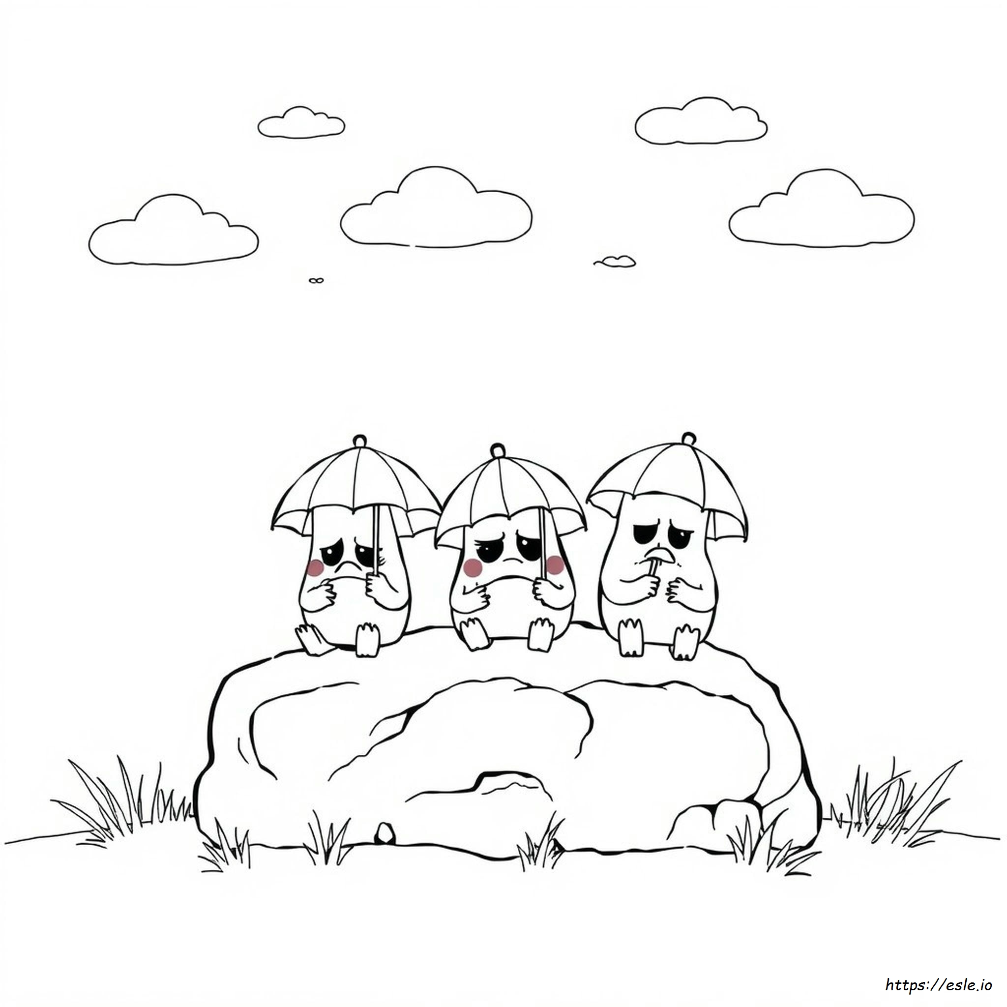 Frowny Critters Coloring Page - Free Printable PDF