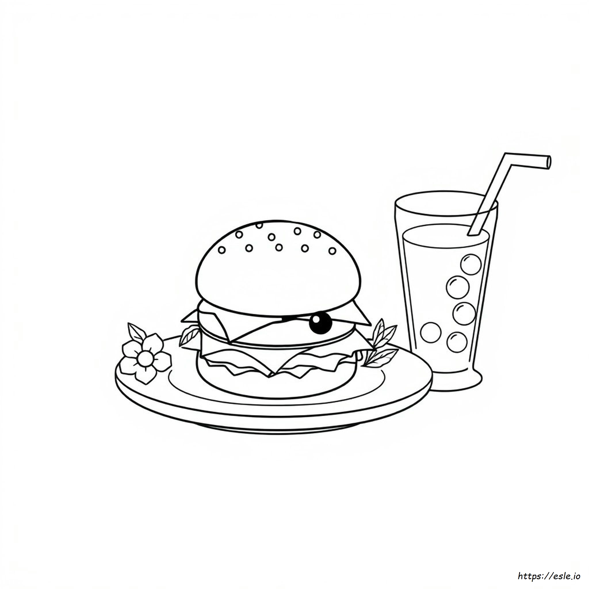 Free Printable Kawaii Hamburger Coloring Page