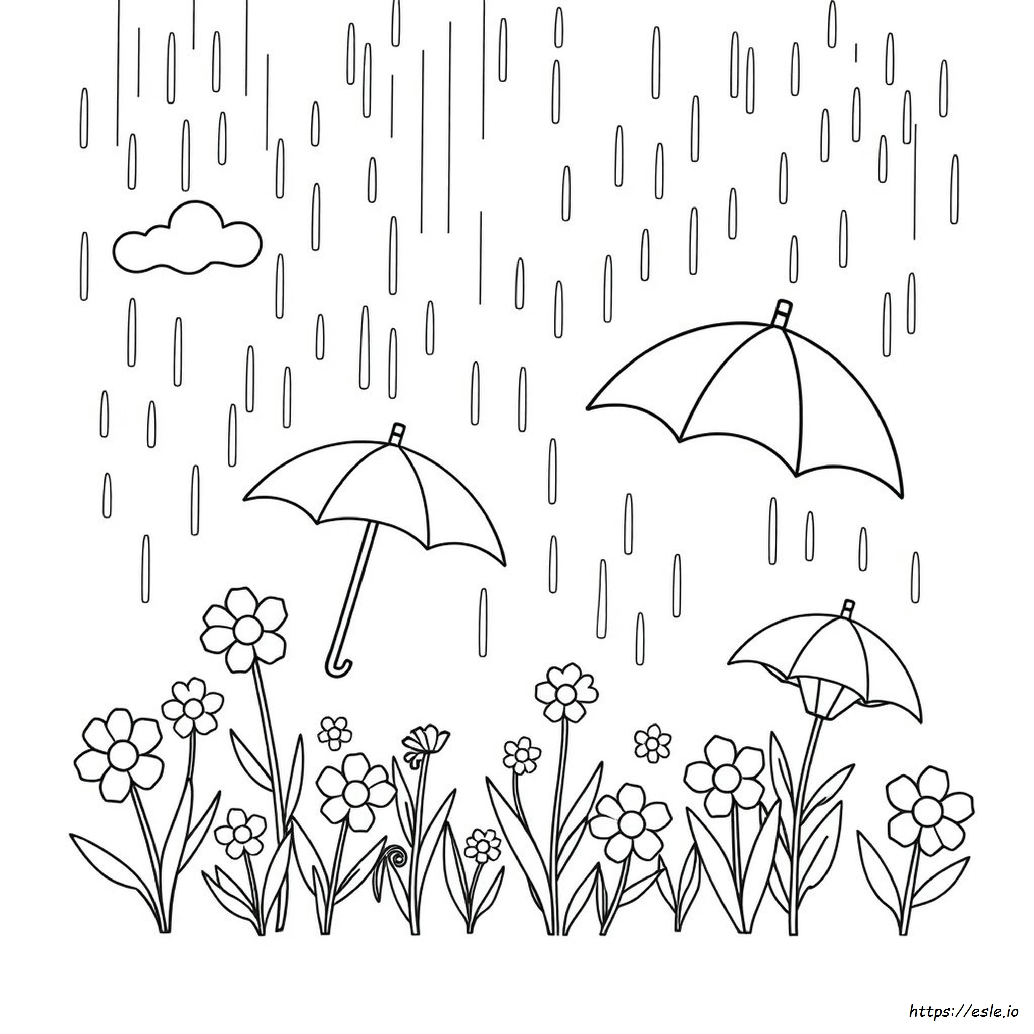 Printable April Showers Bring May Flowers Coloring Page