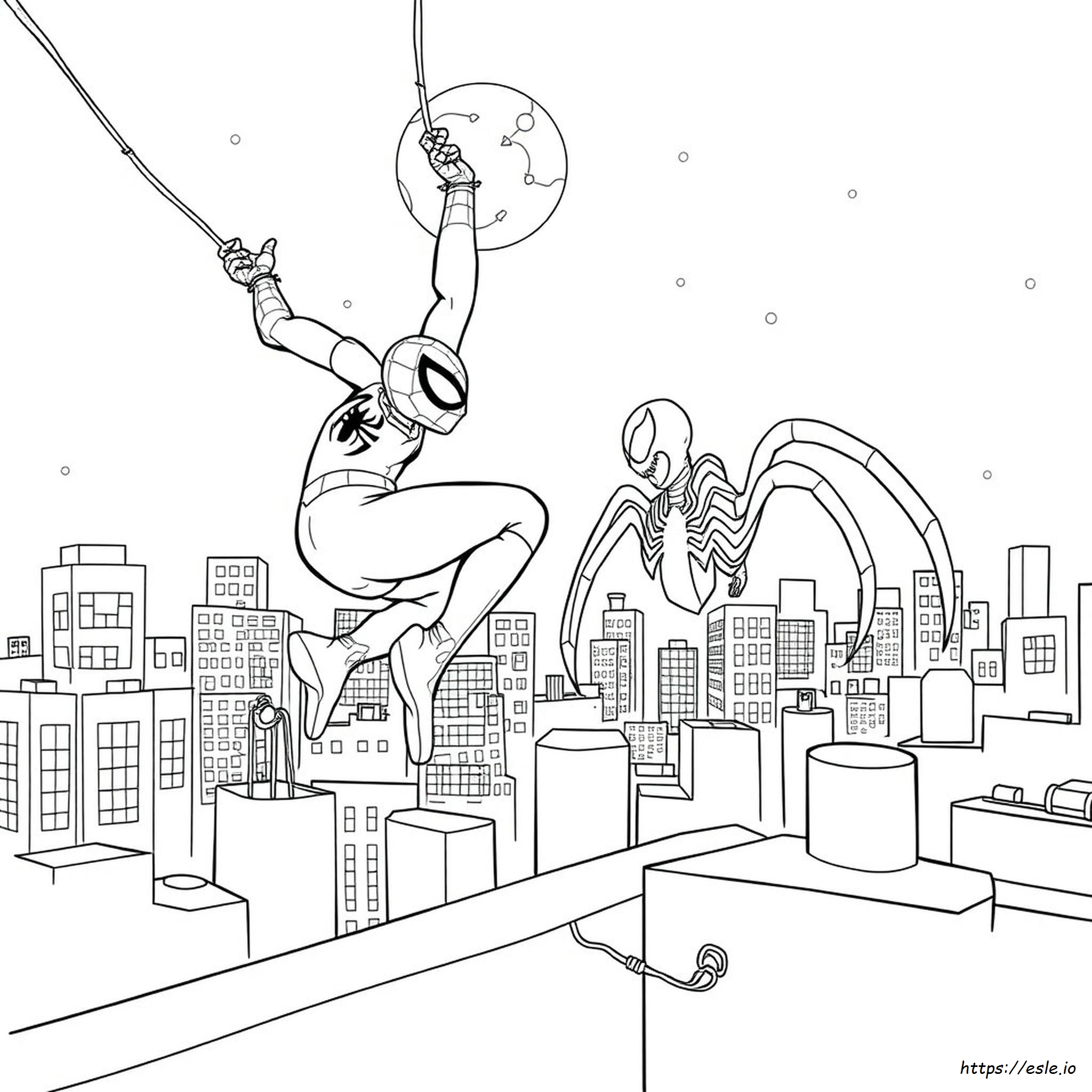 スパイダーマンとヴェノムのぬりえ（無料）
