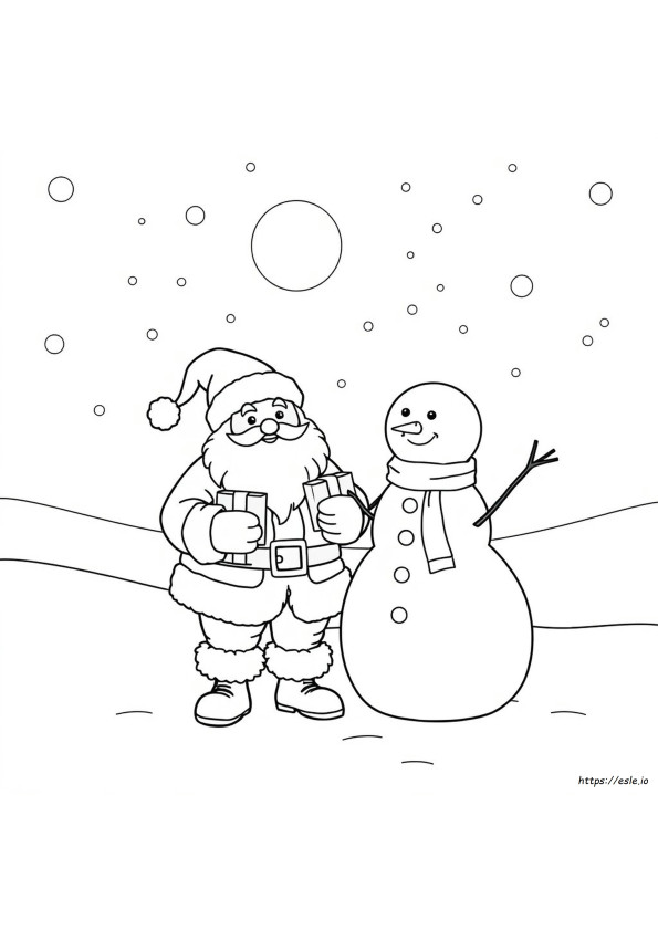 Babbo Natale E Pupazzo Di Neve Da Colorare E Stampare