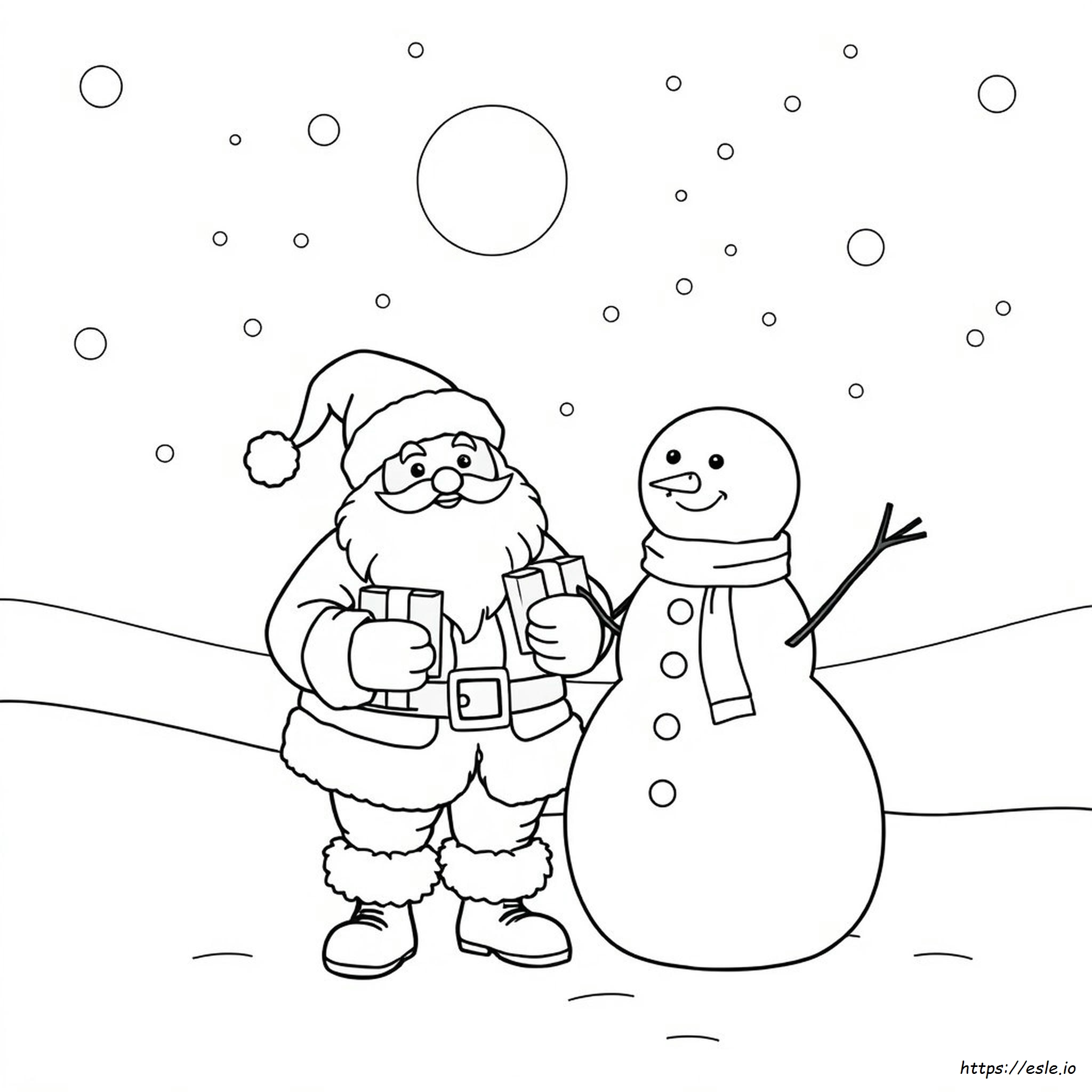Santa Claus And Snowman Coloring Page - Free Printable