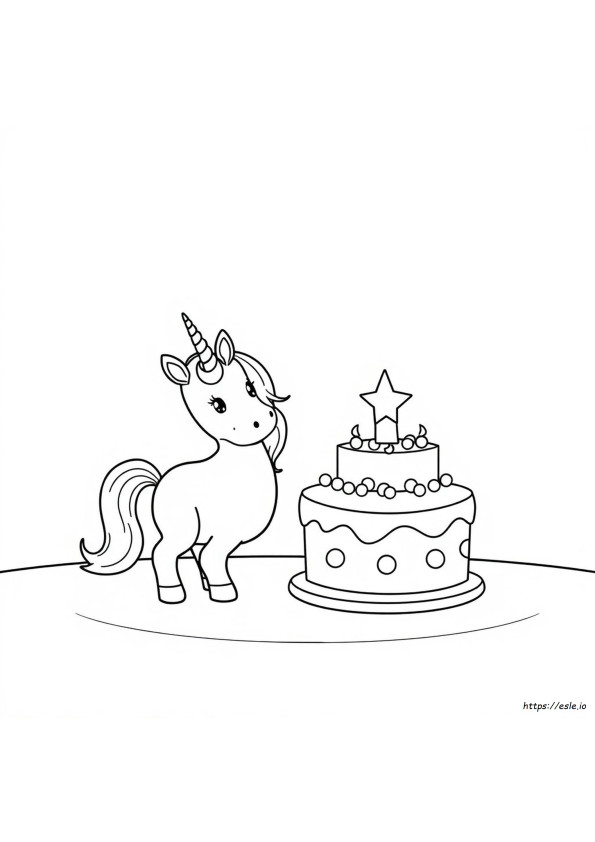 Unicorn Cake Colouring Pages