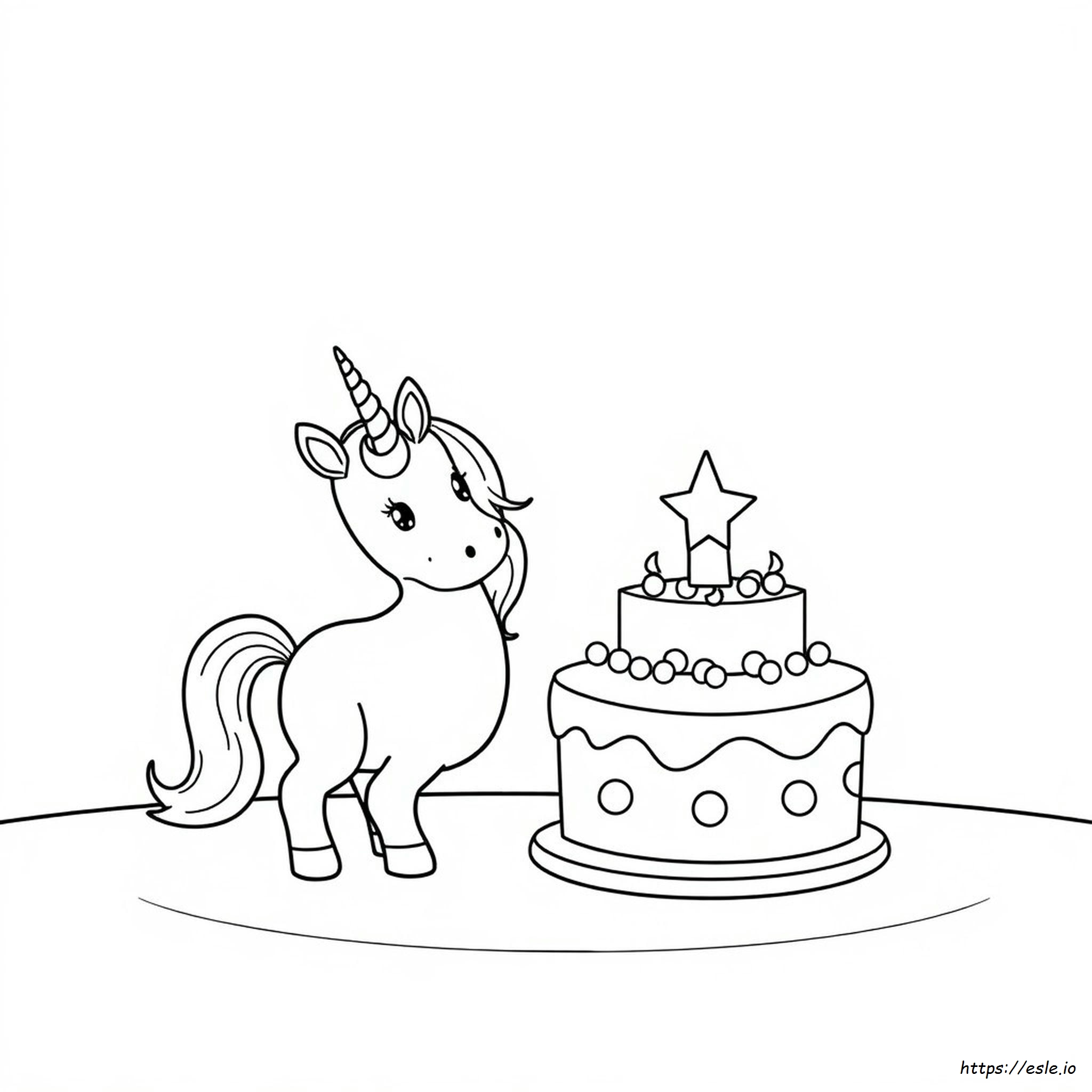 Unicorn Cake Colouring Pages