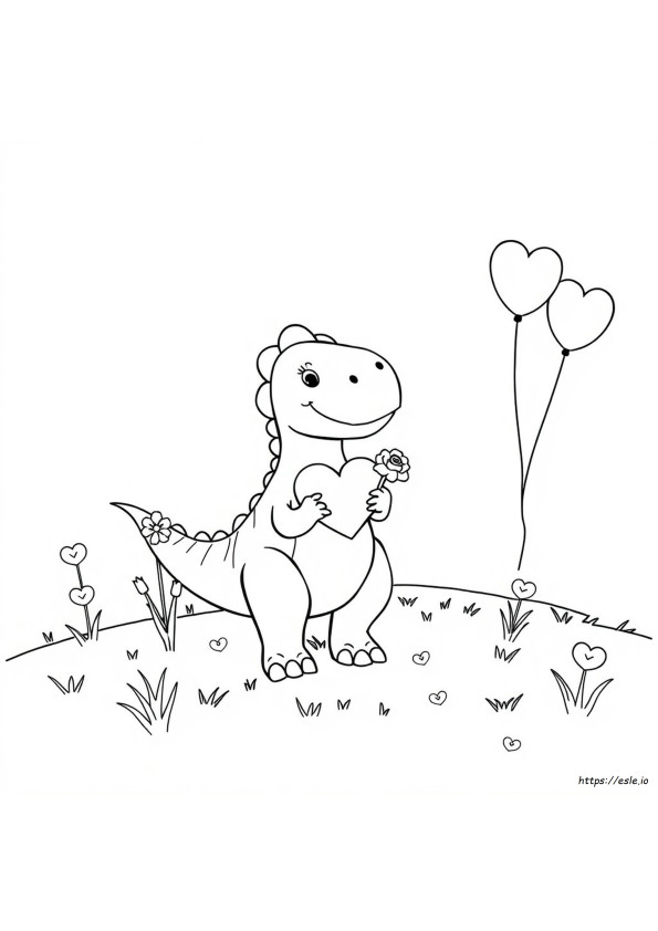 Dinosaurus Ystävänpäivä Värityskuvat