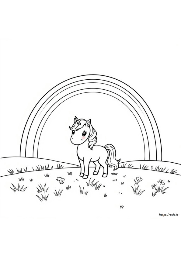 かわいい虹の塗り絵