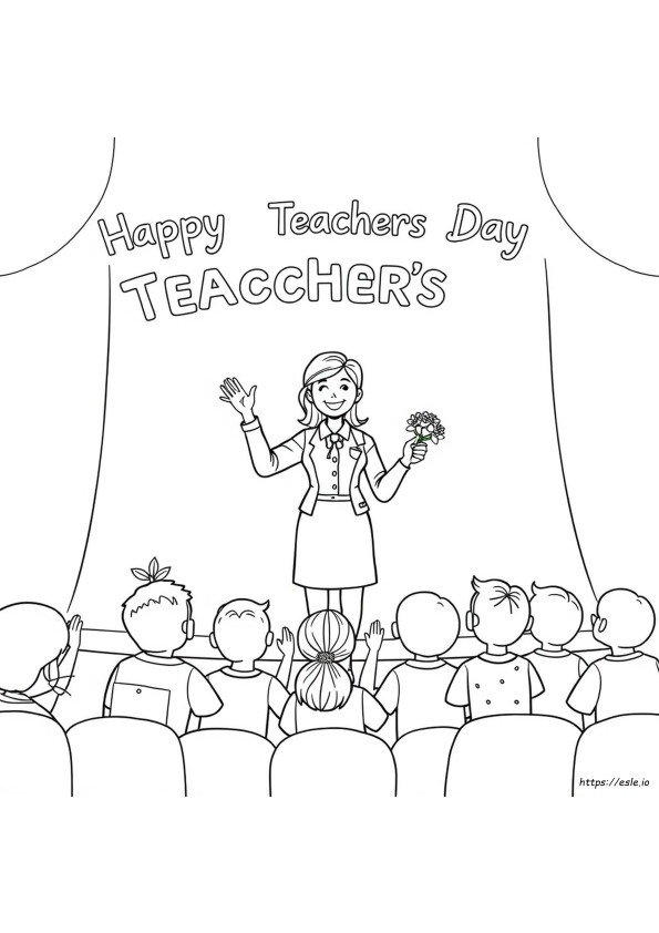 Happy Teachers Day Colouring Card